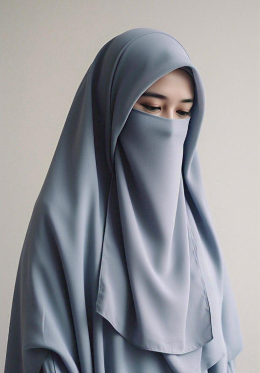 Niqab Hijab Combo - Dusty Blue image 0
