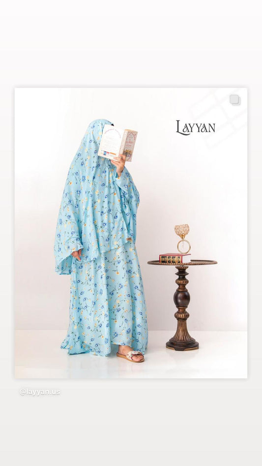 Hajj Abaya - Blue Floral image 0