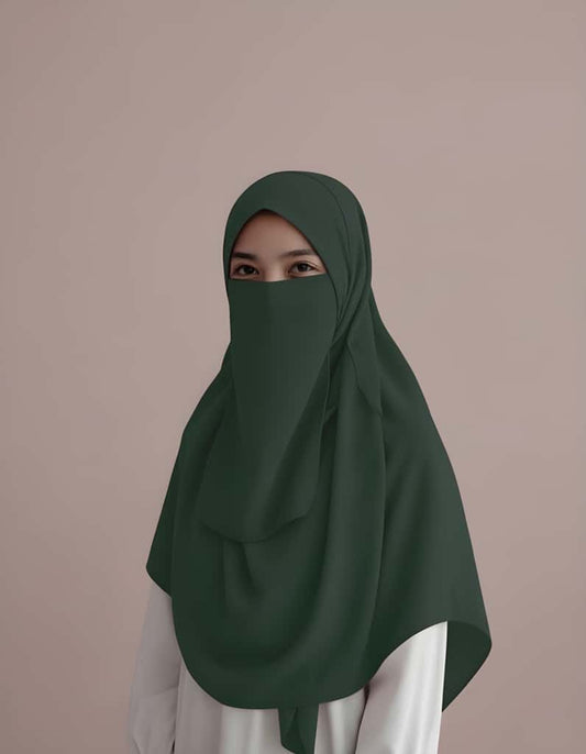 Niqab Hijab Combo - Dark Green image 0